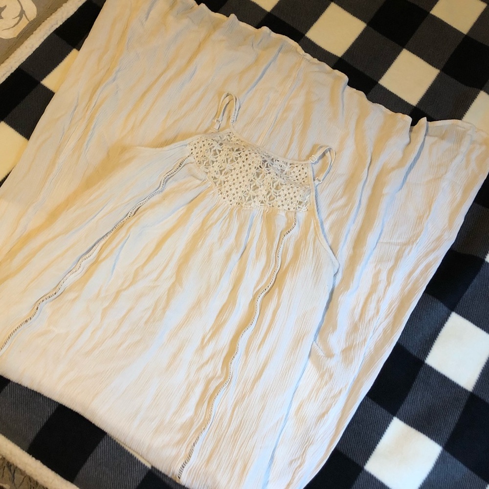 White linen & lace maxi dress